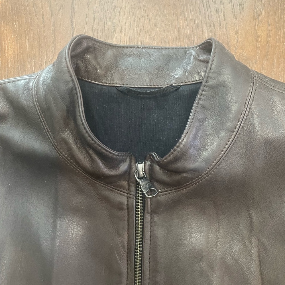 Men's 100% Cow Leather Chocolate Brown Leather Jacket - Picture 4 of 6